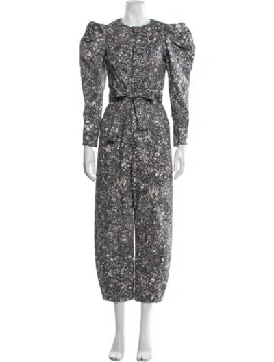 Pre-owned Ulla Johnson Patterned Crew Neck Jumpsuit In Blue/neutrals