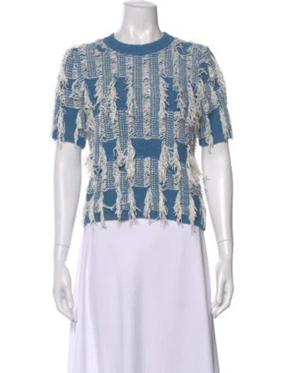 Pre-owned Ulla Johnson Patterned Crew Neck Sweater In Blue