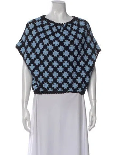 Pre-owned Ulla Johnson Patterned Crew Neck Sweater In Blue