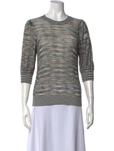 Pre-owned Ulla Johnson Patterned Crew Neck Sweater In Blue
