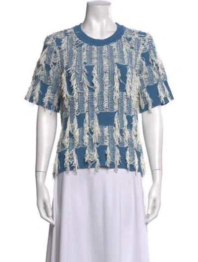 Pre-owned Ulla Johnson Patterned Crew Neck Sweater In Blue