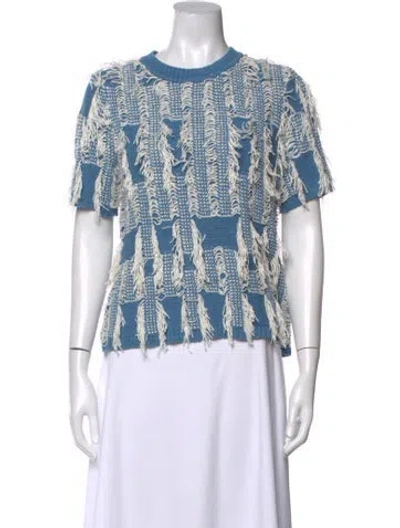 Pre-owned Ulla Johnson Patterned Crew Neck Sweater In Blue
