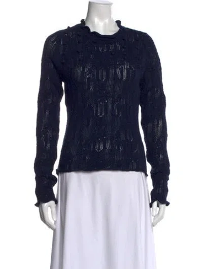 Pre-owned Ulla Johnson Patterned Crew Neck Sweater In Blue