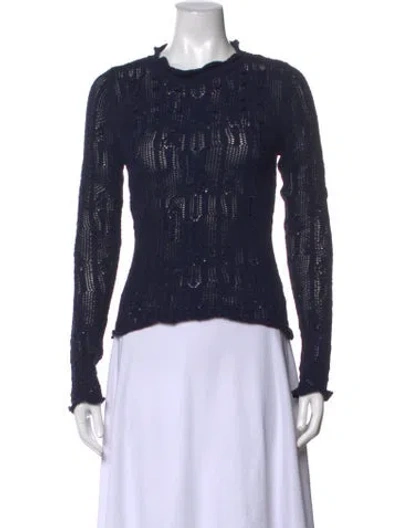 Pre-owned Ulla Johnson Patterned Crew Neck Sweater In Blue