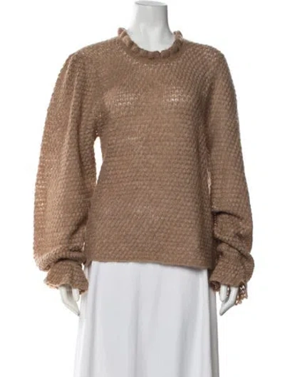 Pre-owned Ulla Johnson Patterned Crew Neck Sweater In Brown