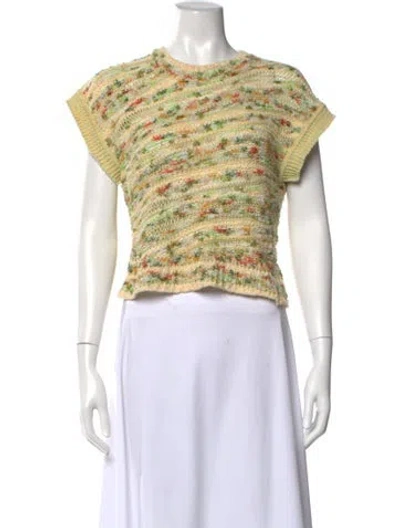 Pre-owned Ulla Johnson Patterned Crew Neck Sweater In Green