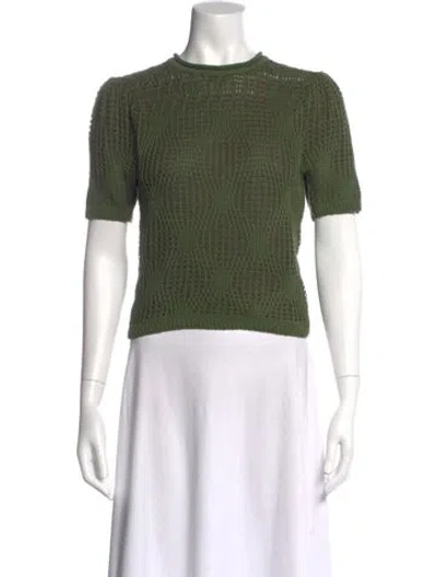 Pre-owned Ulla Johnson Patterned Crew Neck Sweater In Green