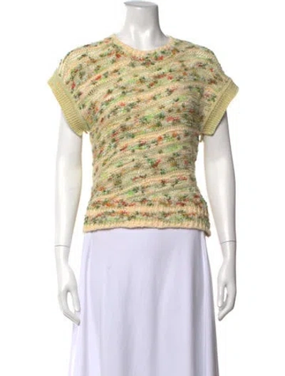 Pre-owned Ulla Johnson Patterned Crew Neck Sweater In Green