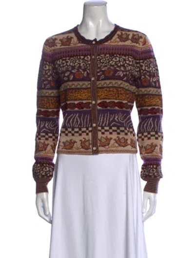 Pre-owned Ulla Johnson Patterned Crew Neck Sweater In Multicolor