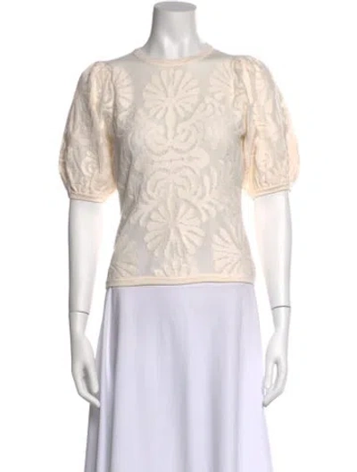 Pre-owned Ulla Johnson Patterned Crew Neck Sweater In Neutral