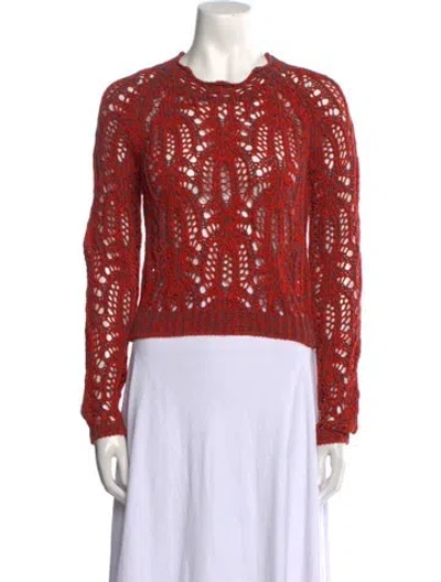Pre-owned Ulla Johnson Patterned Crew Neck Sweater In Red