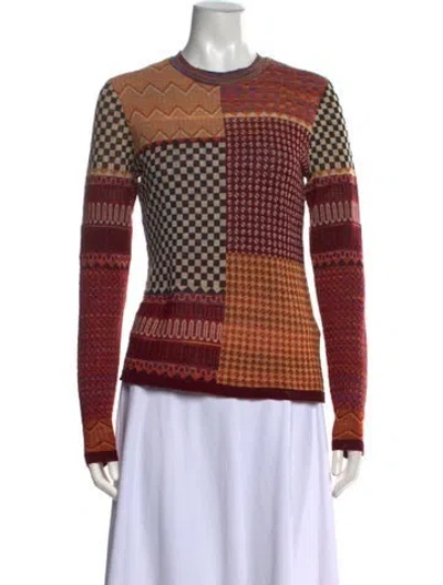 Pre-owned Ulla Johnson Patterned Crew Neck Sweater W/ Tags In Red