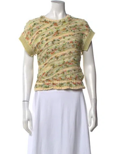 Pre-owned Ulla Johnson Patterned Crew Neck Sweater In Yellow