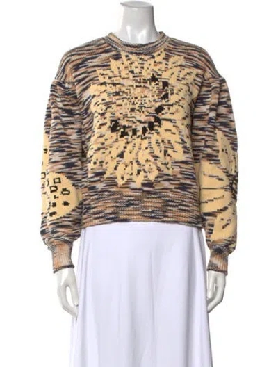 Pre-owned Ulla Johnson Patterned Crew Neck Sweater In Yellow