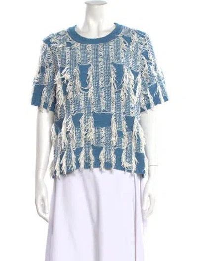 Pre-owned Ulla Johnson Patterned Crew Neck Top In Blue