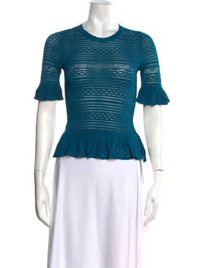 Pre-owned Ulla Johnson Patterned Crew Neck Top In Blue