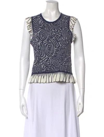 Pre-owned Ulla Johnson Patterned Crew Neck Top In Multi