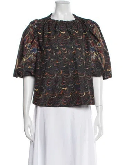 Pre-owned Ulla Johnson Patterned Crew Neck Top In Multi