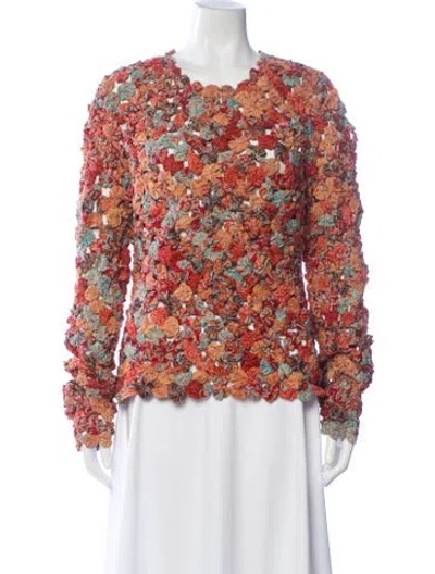 Pre-owned Ulla Johnson Patterned Crew Neck Top In Neutral