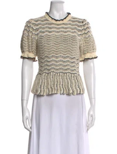 Pre-owned Ulla Johnson Patterned Crew Neck Top In Neutral