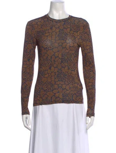 Pre-owned Ulla Johnson Patterned Crew Neck Top In Purple