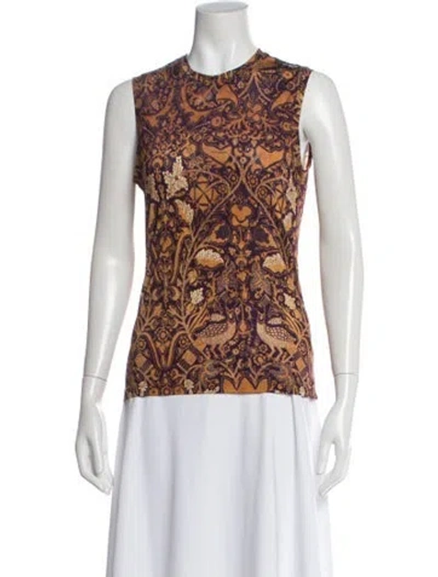 Pre-owned Ulla Johnson Patterned Crew Neck Top In Purple