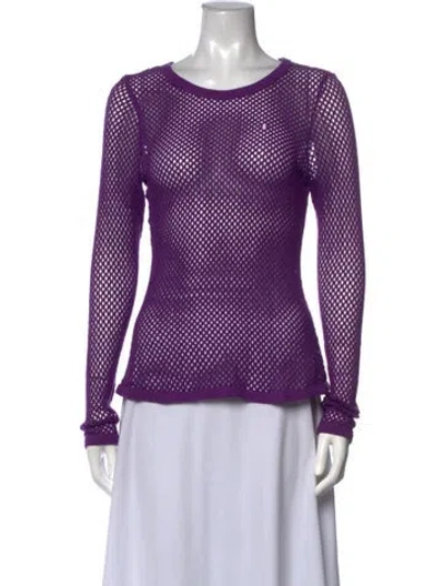 Pre-owned Ulla Johnson Patterned Crew Neck Top In Purple