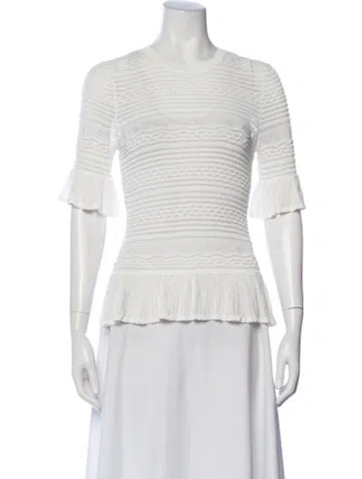 Pre-owned Ulla Johnson Patterned Crew Neck Top In White