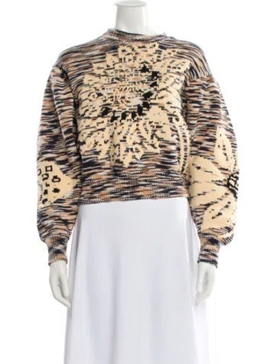 Pre-owned Ulla Johnson Patterned Crew Neck Top In Yellow