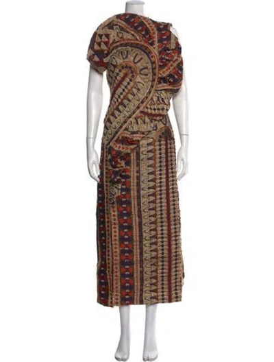 Pre-owned Ulla Johnson Patterned Long Dress In Brown