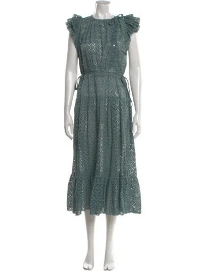 Pre-owned Ulla Johnson Patterned Long Dress In Green