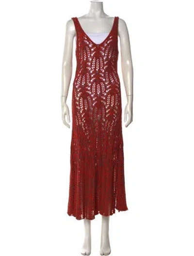 Pre-owned Ulla Johnson Patterned Long Dress In Orange