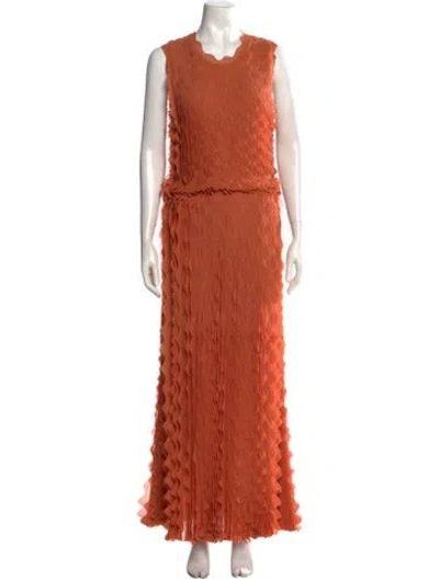 Pre-owned Ulla Johnson Patterned Long Dress In Orange