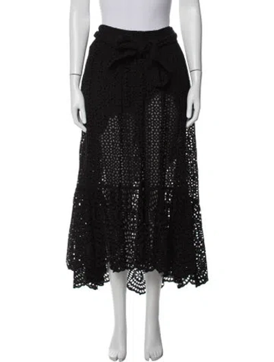 Pre-owned Ulla Johnson Patterned Long Skirt In Black