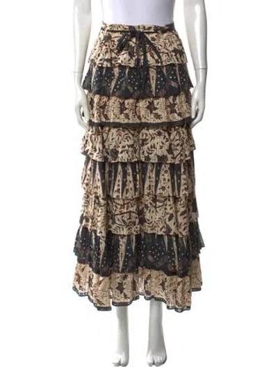 Pre-owned Ulla Johnson Patterned Long Skirt In Blue/neutrals