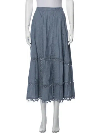 Pre-owned Ulla Johnson Patterned Long Skirt W/ Tags In Blue