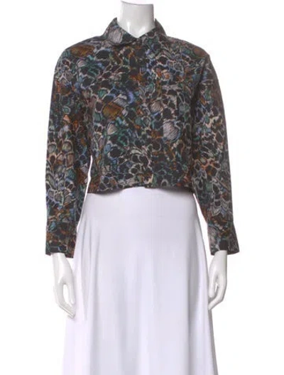 Pre-owned Ulla Johnson Patterned Long Sleeve Blouse In Black