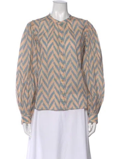 Pre-owned Ulla Johnson Patterned Long Sleeve Blouse In Neutral