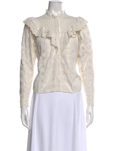Pre-owned Ulla Johnson Patterned Long Sleeve Blouse In Neutral