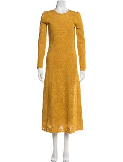 Pre-owned Ulla Johnson Patterned Midi Length Dress In Yellow