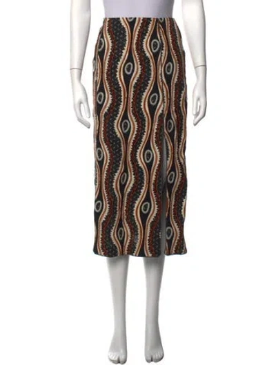 Pre-owned Ulla Johnson Patterned Midi Length Skirt In Black