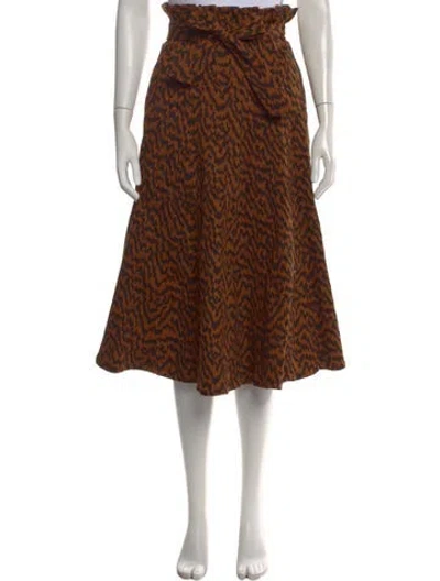 Pre-owned Ulla Johnson Patterned Midi Length Skirt In Brown