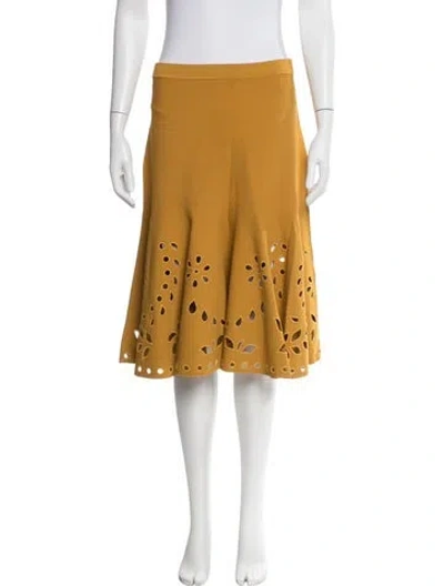 Pre-owned Ulla Johnson Patterned Midi Length Skirt W/ Tags In Yellow