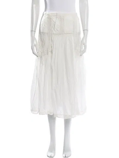 Pre-owned Ulla Johnson Patterned Midi Length Skirt In White