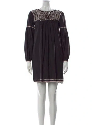 Pre-owned Ulla Johnson Patterned Mini Dress In Black