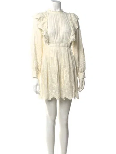 Pre-owned Ulla Johnson Patterned Mini Dress In White