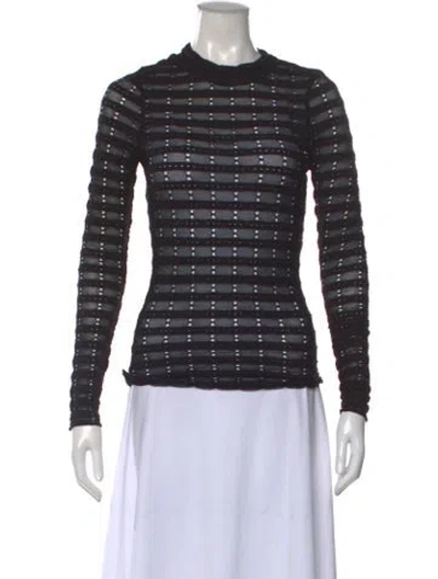 Pre-owned Ulla Johnson Patterned Mock Neck Top In Black