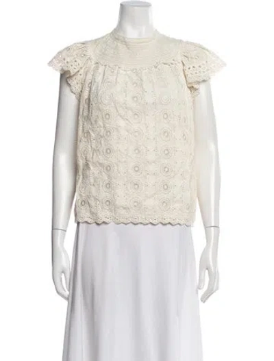 Pre-owned Ulla Johnson Patterned Mock Neck Top In Neutral