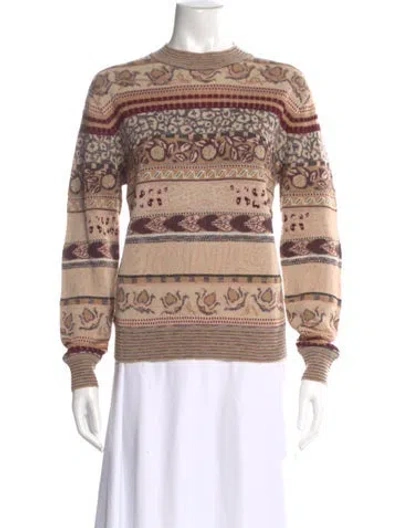 Pre-owned Ulla Johnson Patterned Mock Neck Top W/ Tags In Neutral