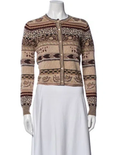 Pre-owned Ulla Johnson Patterned Open Front Sweater In Brown